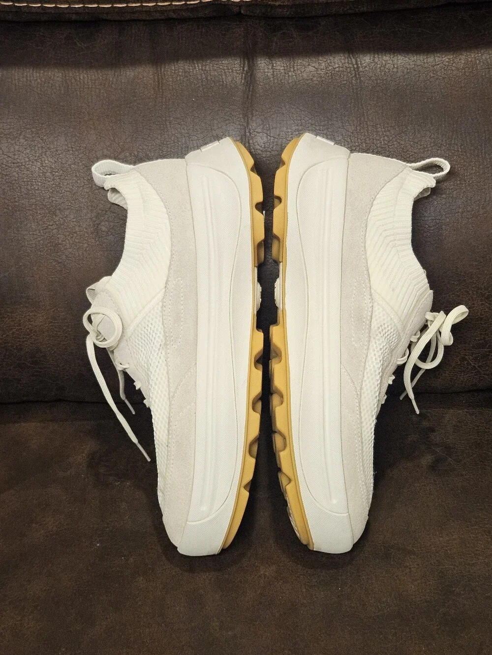 Sorel Ona 503 Knit Low Sea Salt Chalk Lace Up Athletic Sneaker White Cream